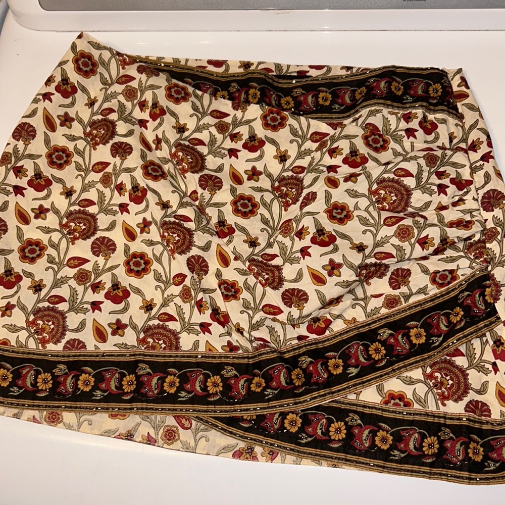 Printed wrap mini skirt